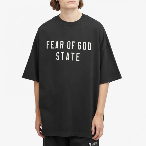 Tricou FEAR OF GOD, Logo Insert, Long Oversized, Black Tricou FEAR OF GOD, Logo Insert, Long Oversized, Black