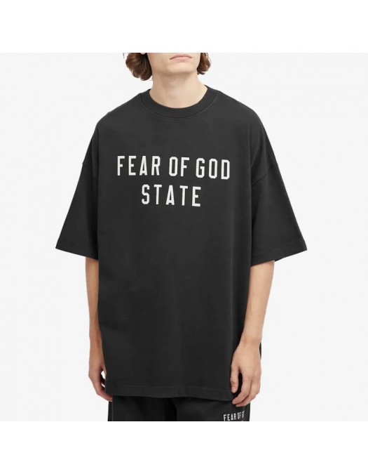 Tricou FEAR OF GOD, Logo Insert, Long Oversized, Black - 125BT242000FBLACK