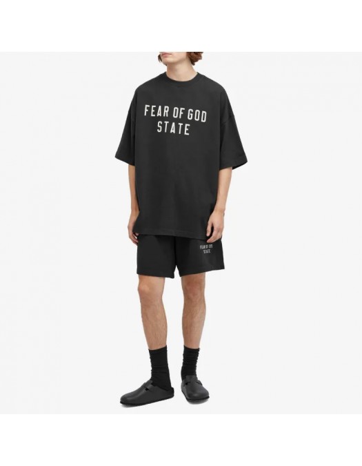 Tricou FEAR OF GOD, Logo Insert, Long Oversized, Black - 125BT242000FBLACK