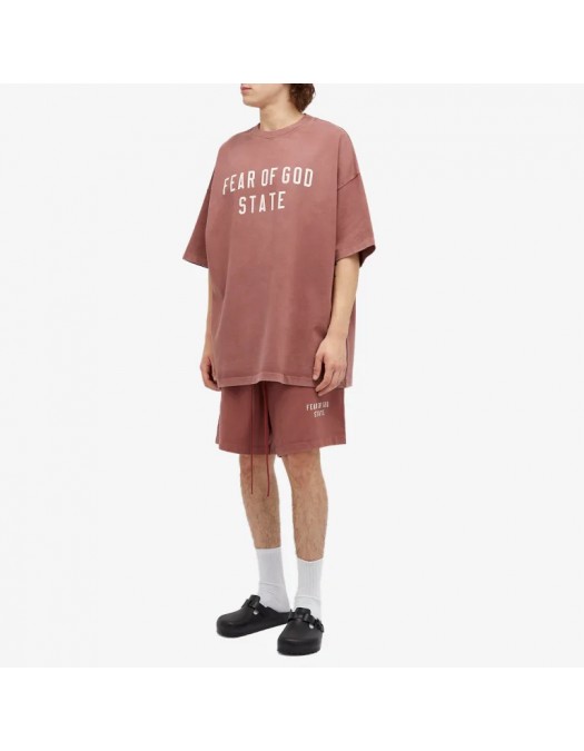 Tricou FEAR OF GOD, Logo Insert, Essentials, Crimson Red Oversized - 125BT242006FCRIMSON