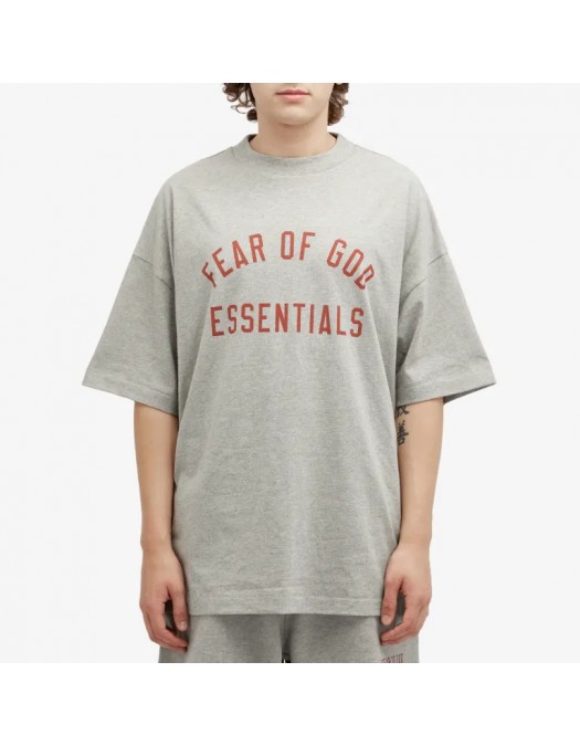 Tricou FEAR OF GOD, Logo Insert, Essentials, Grey Oversized - 125BT244191FDARKHEATHER