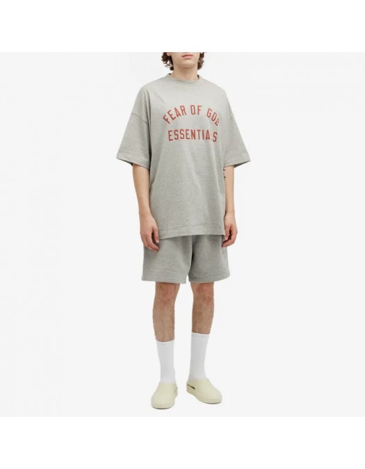 Tricou FEAR OF GOD, Logo Insert, Essentials, Grey Oversized - 125BT244191FDARKHEATHER