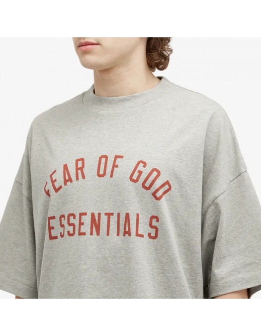 Tricou FEAR OF GOD, Logo Insert, Essentials, Grey Oversized - 125BT244191FDARKHEATHER