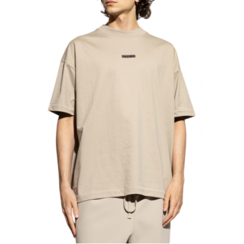 Tricou FEAR OF GOD, Front Logo Insert, Cotton, Beige Tricou FEAR OF GOD, Front Logo Insert, Cotton, Beige
