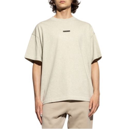 Tricou FEAR OF GOD, Front Logo Insert, Cotton, Stone Beige Tricou FEAR OF GOD, Front Logo Insert, Cotton, Stone Beige