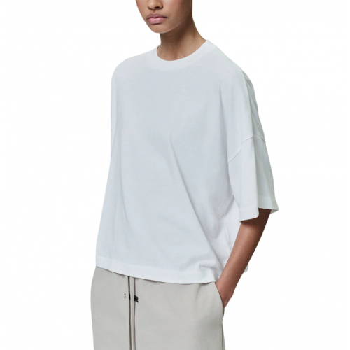 Tricou FEAR OF GOD, Logo Insert, Boxy Design, White Tricou FEAR OF GOD, Logo Insert, Boxy Design, White