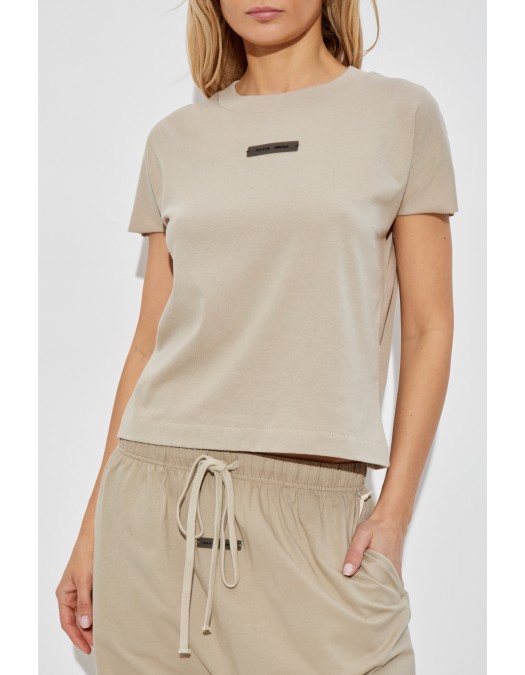 Tricou FEAR OF GOD, Logo Insert, Cap Sleeve, Beige - 125SP257121FWTIMBER