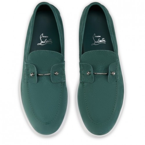 Loafers CHRISTIAN LOUBOUTIN, Boat shoes, Grained nubuck leather Agave 