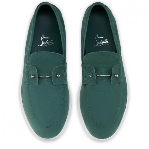 Loafers CHRISTIAN LOUBOUTIN, Boat shoes, Grained nubuck leather Agave 