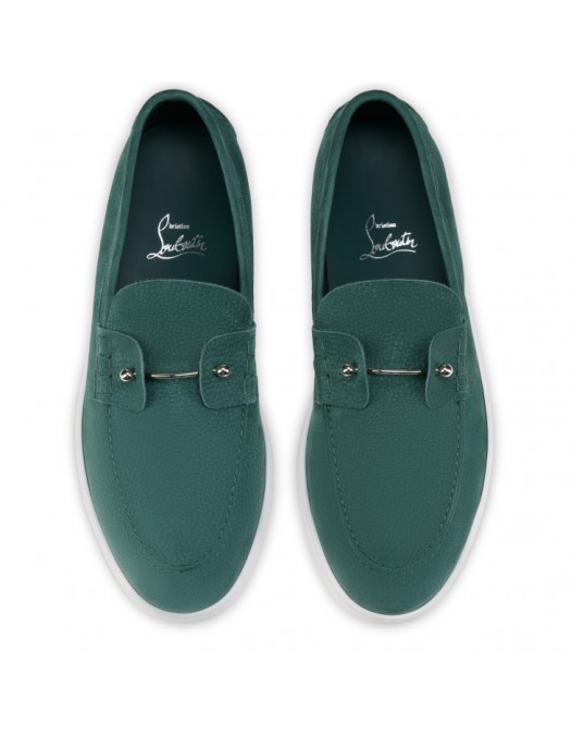 Loafers CHRISTIAN LOUBOUTIN, Boat shoes, Grained nubuck leather Agave - 1260680E859