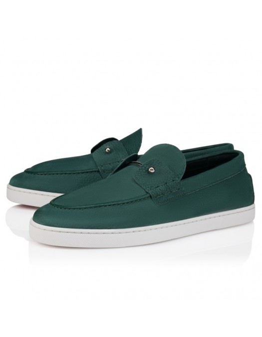 Loafers CHRISTIAN LOUBOUTIN, Boat shoes, Grained nubuck leather Agave - 1260680E859