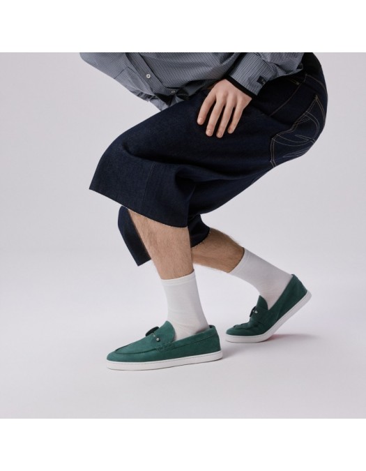 Loafers CHRISTIAN LOUBOUTIN, Boat shoes, Grained nubuck leather Agave - 1260680E859
