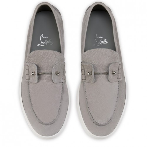 Loafers CHRISTIAN LOUBOUTIN, Boat shoes - Grained nubuck leather ,Phantom Grey
