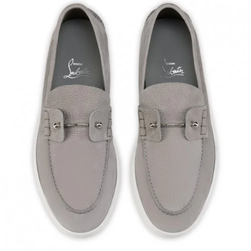 Loafers CHRISTIAN LOUBOUTIN, Boat shoes - Grained nubuck leather ,Phantom Grey