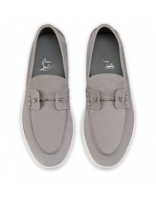 Loafers CHRISTIAN LOUBOUTIN, Boat shoes - Grained nubuck leather ,Phantom Grey - 1260680I813