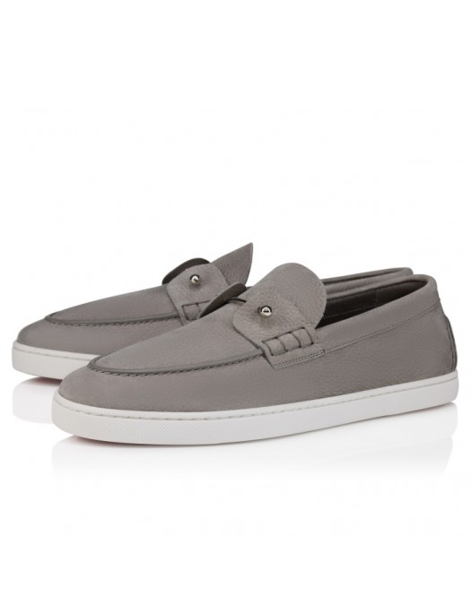 Loafers CHRISTIAN LOUBOUTIN, Boat shoes - Grained nubuck leather ,Phantom Grey - 1260680I813