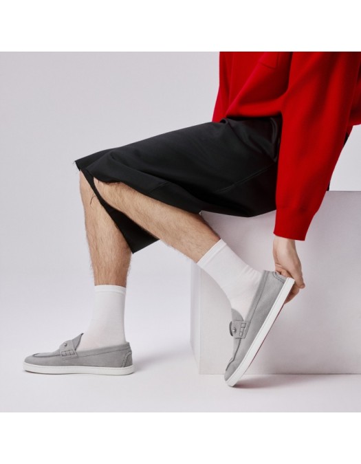 Loafers CHRISTIAN LOUBOUTIN, Boat shoes - Grained nubuck leather ,Phantom Grey - 1260680I813