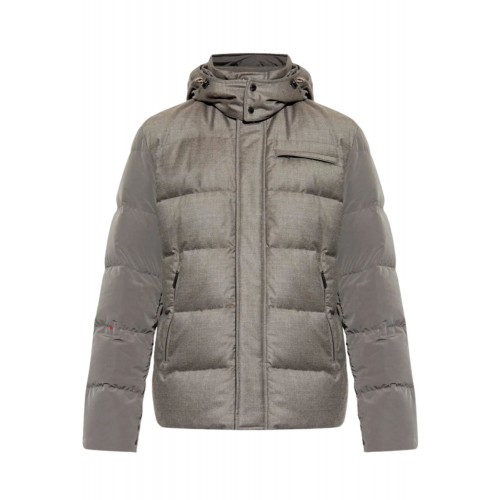 Geaca PAUL&SHARK, Wool and silk puffer jacket with contrast inserts