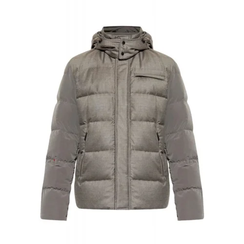 Geaca PAUL&SHARK, Wool and silk puffer jacket with contrast inserts