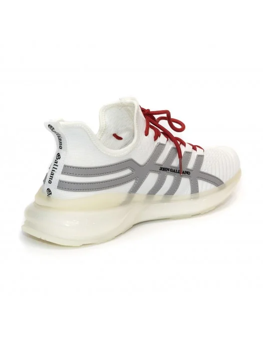 johnleeknbページ Sneakers JOHN GALLIANO, Knit Print Gazette, Rosu - 18506CPB4