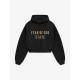 Hanorac FEAR OF GOD, Fleece Cropped Hoodie, Black - 192BT247350FWBLACK