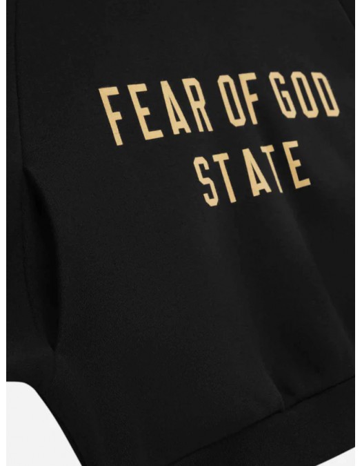 Hanorac FEAR OF GOD, Fleece Cropped Hoodie, Black - 192BT247350FWBLACK