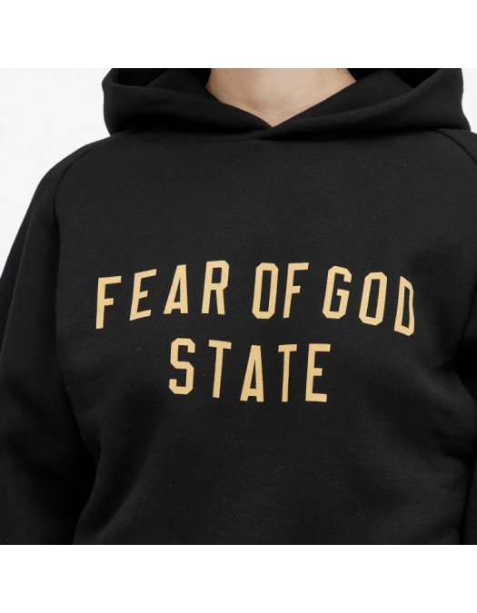 Hanorac FEAR OF GOD, Fleece Cropped Hoodie, Black - 192BT247350FWBLACK