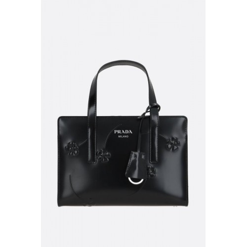 Geanta PRADA, Mini, Re-Edition 1995, Flowers Details, Black Geanta PRADA, Mini, Re-Edition 1995, Flowers Details, Black
