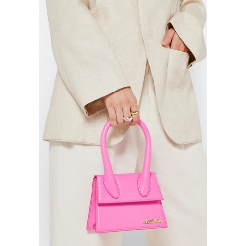 Geanta JACQUEMUS, Le Chiquito Moyen Signature, Neon Pink