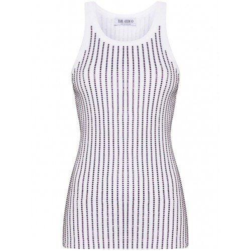 Top THE ATTICO, Crystal-Embellished Tank,White Top THE ATTICO, Crystal-Embellished Tank,White