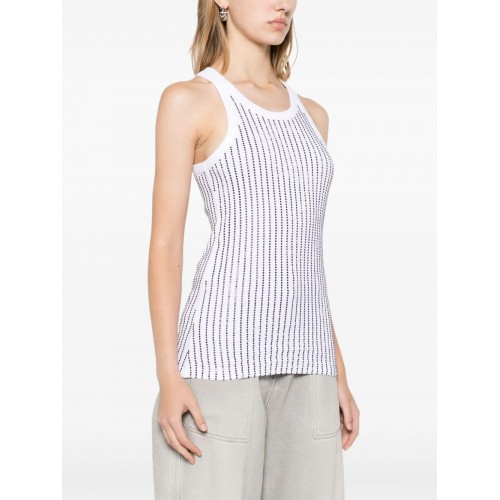 Top THE ATTICO, Crystal-Embellished Tank,White Top THE ATTICO, Crystal-Embellished Tank,White