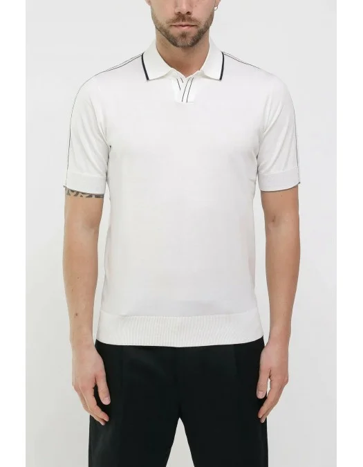 Tricou Paolo Pecora, Guler Polo, Alb - 24EC1M0A018F1001102