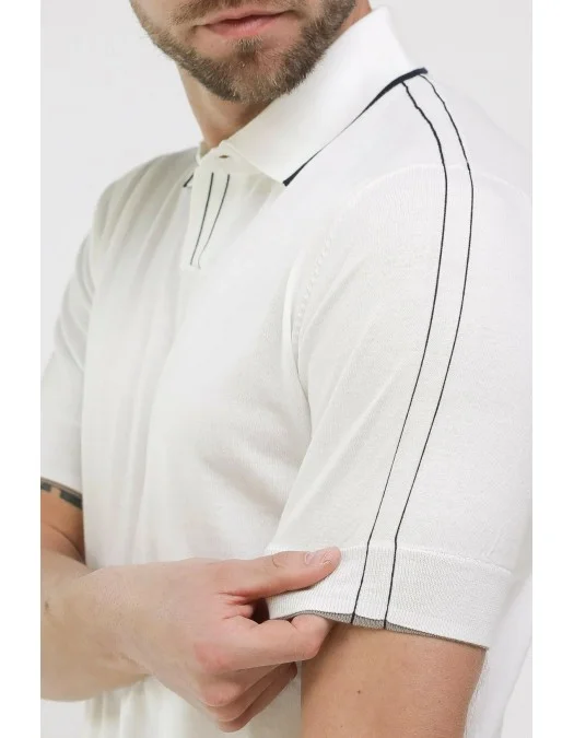 Tricou Paolo Pecora, Guler Polo, Alb - 24EC1M0A018F1001102