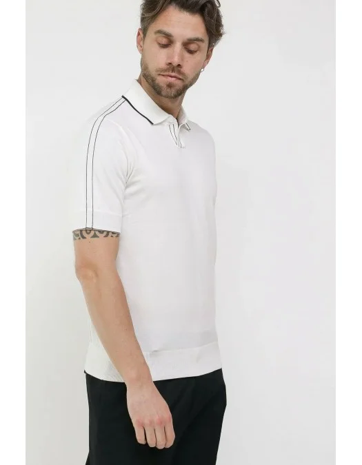 Tricou Paolo Pecora, Guler Polo, Alb - 24EC1M0A018F1001102