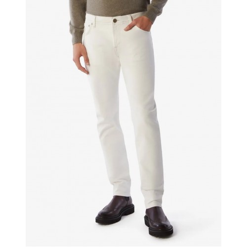 BLUGI CORNELIANI, Stretch Denim, 5 Pocket, Slim Fit, White BLUGI CORNELIANI, Stretch Denim, 5 Pocket, Slim Fit, White