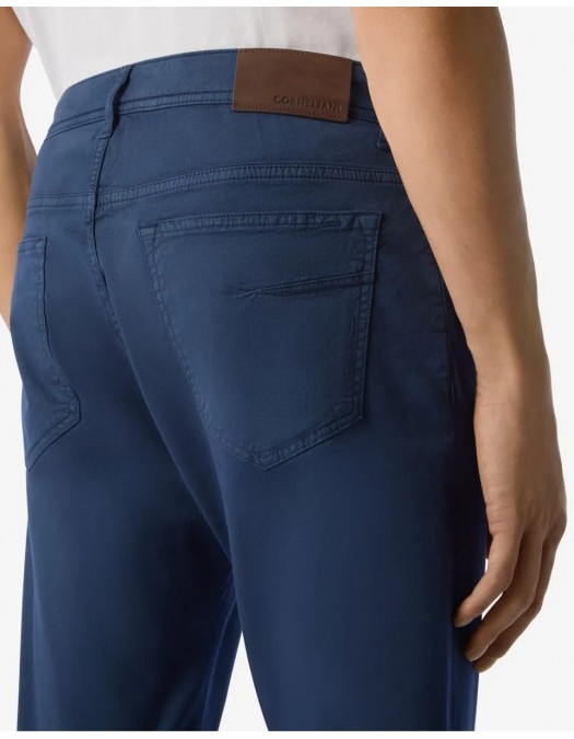 PANTALONI CORLEANI, Stretch Gabardine, Navy Blue - 254JL22520128003