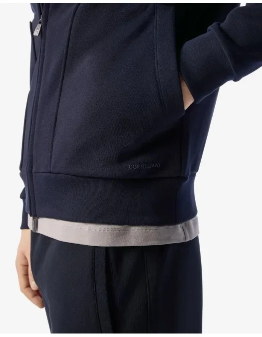 PULOVER CORLEANI, Cotton Full Zip, Sweatshirt, Navy Blue - 25G580252505800162 PULOVER CORLEANI, Cotton Full Zip, Sweatshirt, Navy Blue - 25G580252505800162