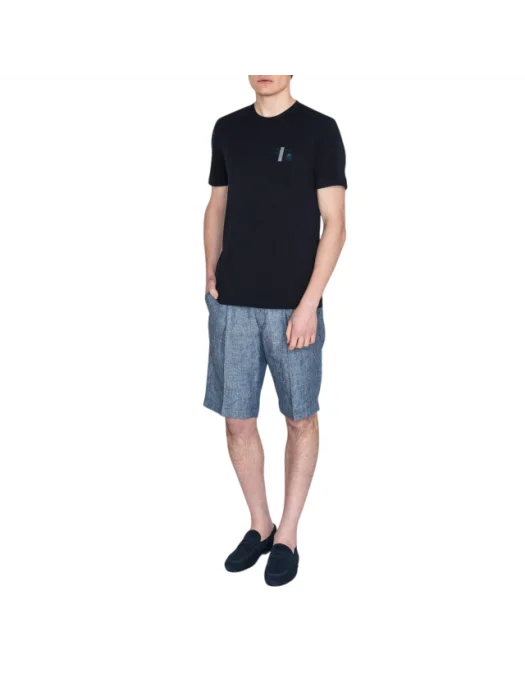 TRICOU CORLEANI, Round Neck, Print, Cotton, Navy Blue - 25G5802525058001 TRICOU CORLEANI, Round Neck, Print, Cotton, Navy Blue - 25G5802525058001