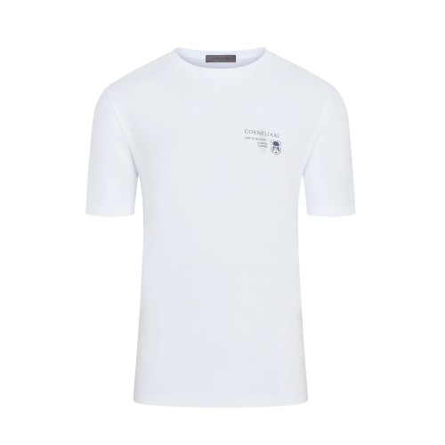 TRICOU CORNELIANI, Mantua, Stretch Sleeve, Logo Insert, White TRICOU CORNELIANI, Mantua, Stretch Sleeve, Logo Insert, White