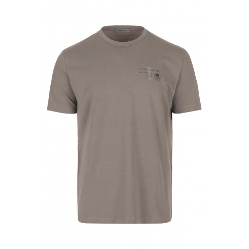 TRICOU CORNELIANI, Round Neck, Logo Insert, Brown TRICOU CORNELIANI, Round Neck, Logo Insert, Brown