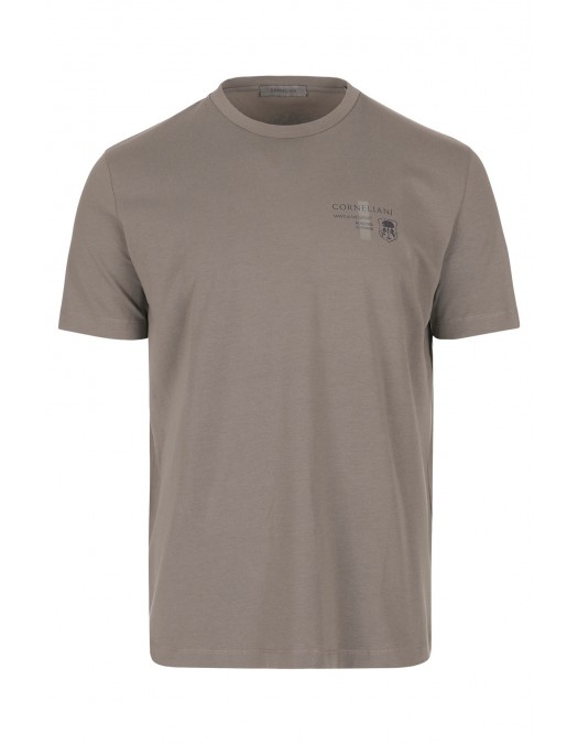 TRICOU CORLEANI, Round Neck, Logo Insert, Brown - 25G5802525058059 TRICOU CORLEANI, Round Neck, Logo Insert, Brown - 25G5802525058059