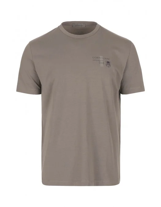 TRICOU CORLEANI, Round Neck, Logo Insert, Brown - 25G5802525058059 TRICOU CORLEANI, Round Neck, Logo Insert, Brown - 25G5802525058059