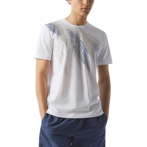 TRICOU CORNELIANI, Crew Neck, Cotton, Stretch, Blue Print, White TRICOU CORNELIANI, Crew Neck, Cotton, Stretch, Blue Print, White