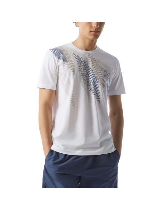 TRICOU CORLEANI, Crew Neck, Cotton, Stretch, Blue Print, White - 25G5892525065028 TRICOU CORLEANI, Crew Neck, Cotton, Stretch, Blue Print, White - 25G5892525065028
