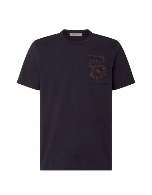 TRICOU CORLEANI, Crew Neck, Jumper, Print, Navy Blue - 25G598252506700 TRICOU CORLEANI, Crew Neck, Jumper, Print, Navy Blue - 25G598252506700