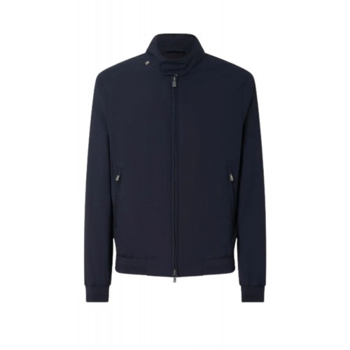 Jacheta CORNELIANI, Semi-lined blue technical wool bomber jacket