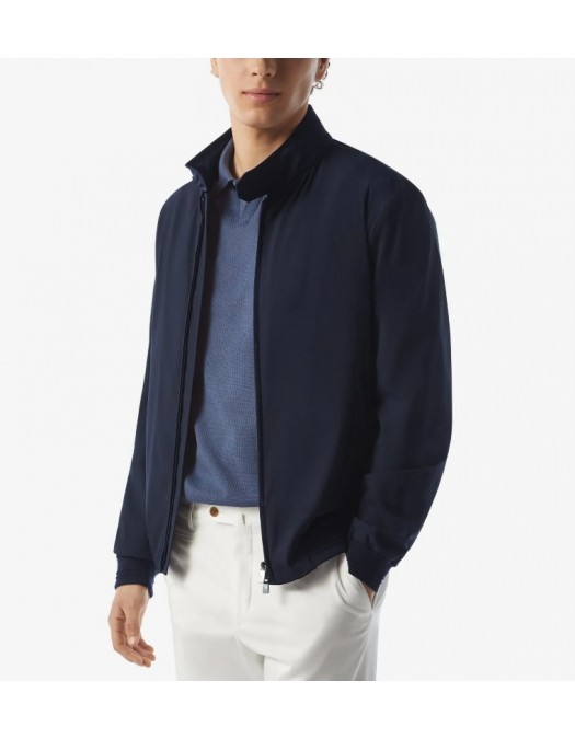 Jacheta CORNELIANI, Semi-lined blue technical wool bomber jacket - 25L5V22520123002