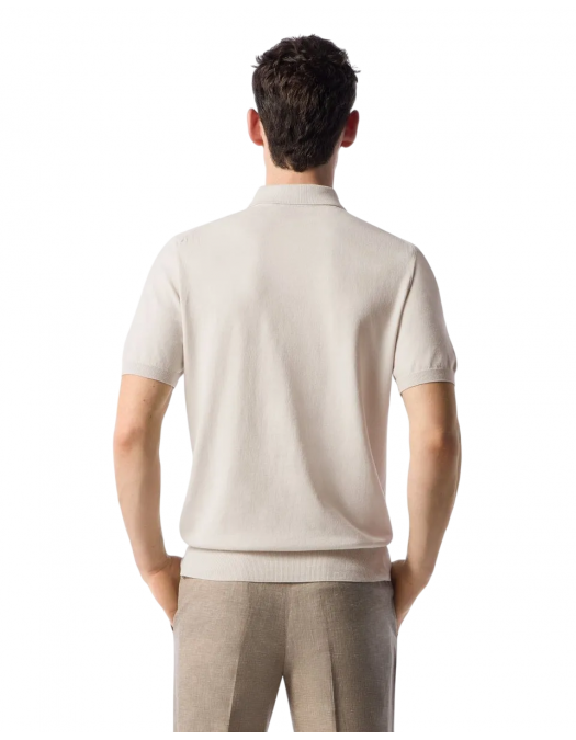 TRICOU CORLEANI, Polo Design, Zip, Cotton, Beige - 25M5052525137073