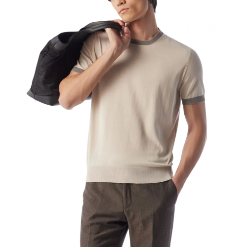 TRICOU CORNELIANI, Crew Neck, Knitwear, Silk, Beige TRICOU CORNELIANI, Crew Neck, Knitwear, Silk, Beige