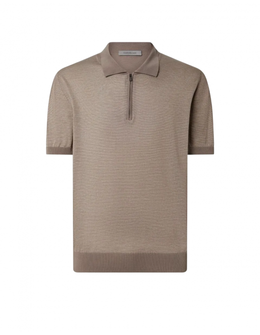 TRICOU CORLEANI, Ice Cotton, Silk Polo, Brown - 25M5222525105042 TRICOU CORLEANI, Ice Cotton, Silk Polo, Brown - 25M5222525105042
